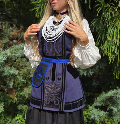 Replica of Antique Ukrainian Corset from 18th century / navy