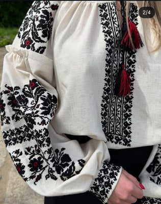 Linen Woman HAND embroidery shirt “Slava” size L - 2XL