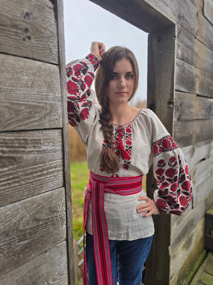 Woman embroidery shirt “Svitlanka”  embroidery / natural color /size M-L