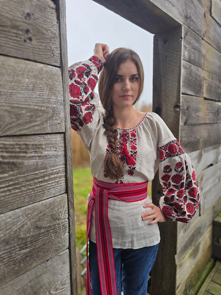 Woman embroidery shirt “Svitlanka”  embroidery / natural color /size M-L