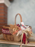 MADE TO ORDER Designer Etno Style Easter Basket “ Bird“ wood, dry flowers and organic fabric / adult