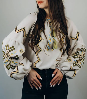Woman HAND embroidery shirt “Murosya” size M-L