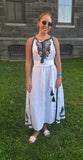 Woman embroidery linen dress “Kvitka” size M-L short sleeve