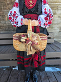 MADE RO ORDER Designer Etno Style Easter Basket “Ceramic Egg“ wood, dry flowers and organic fabric / adult