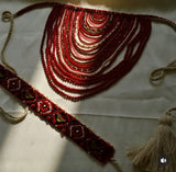 Beaded choker /  handmade necklace / red birds / ukrainian traditional