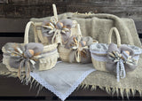 Designer Etno Style Easter Basket “Early Morning“ wood, dry flowers and organic fabric / adult