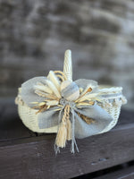 Designer Etno Style Easter Basket “Early Morning“ wood, dry flowers and organic fabric / adult