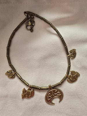 Metal hand made necklace with birds