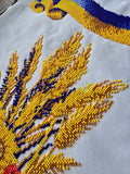 Hand Embroidery Beads Easter Basket Cover / towel with Ukrainian flag 49x33cm