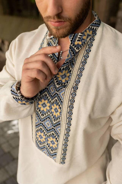 Man HAND embroidery shirt "Oles" size L-XL