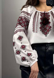 White Woman HAND embroidery shirt “ Romashka” large sizes L -XL