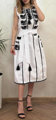 Woman embroidery linen dress “Lesya”