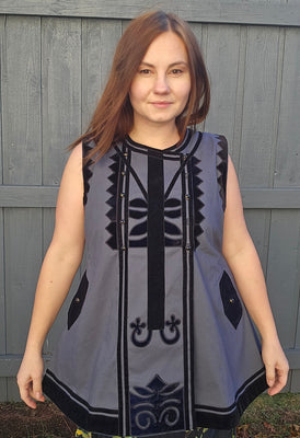 Replica of Antique Ukrainian Corset from 19th century / grey