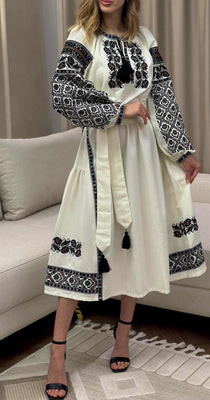Woman embroidery linen dress “Oresta” size M-L
