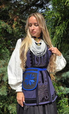 Replica of Antique Ukrainian Corset from 19th century / navy