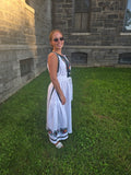 Woman embroidery linen dress “Kvitka” size M-L short sleeve
