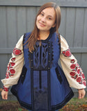 Replica of Antique Ukrainian Corset from 19th century / navy