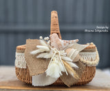 Designer Etno Style Easter Basket " Ptashka“ with handmade bird, wood, dry flowers and organic fabric / adult