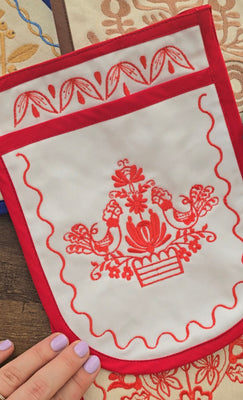 White with red Bag / pocket  Antique Ukrainian style