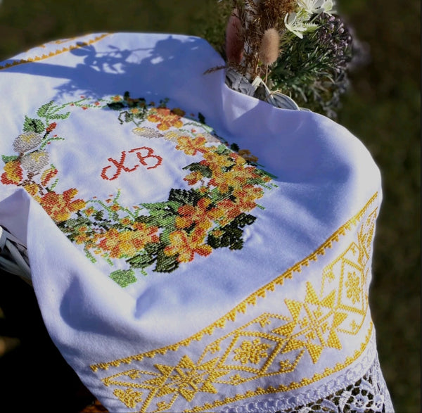 Towel/blanket for Easter Basket for adult “ Yellow flower”