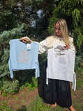 Ukrainian Linen Corset " Kamizelka" blue white or beige