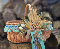 Designer Easter Basket “Etno style “ pottery and dry flowers collection / adult