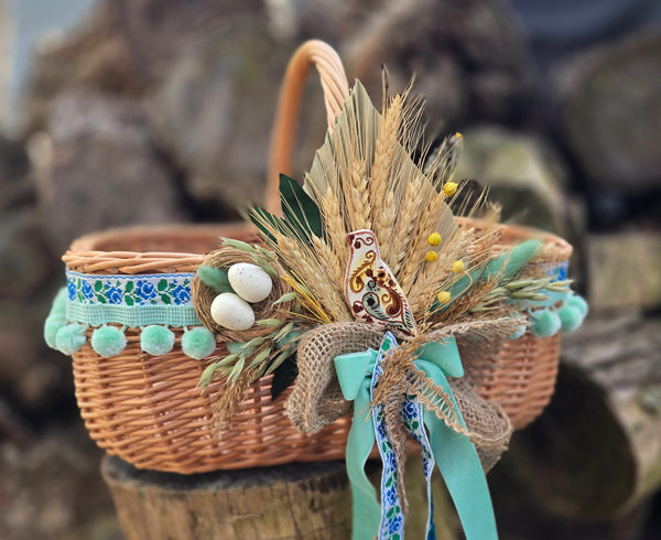 Designer Easter Basket “Etno style “ pottery and dry flowers collection / adult