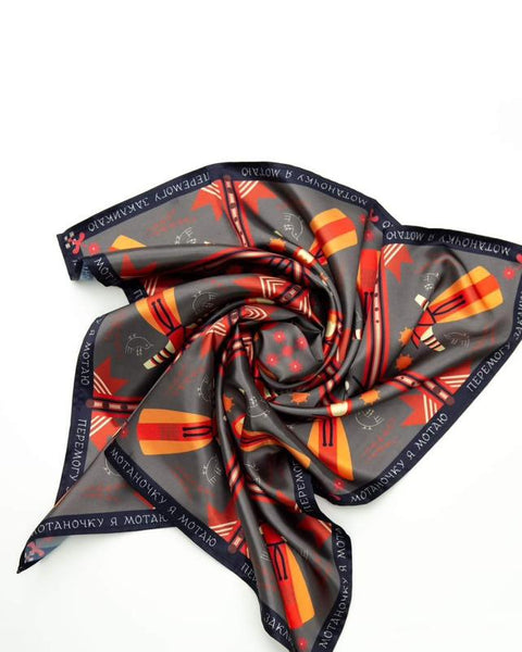 Designer Ukrainian shawl / scarf " Motanka " in grey