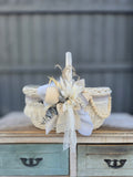 Designer Etno Style Easter Basket "Grey boy“ wood, dry flowers and organic fabric / adult