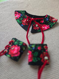3 piece set / Hand embroidery/ colar and cuffs