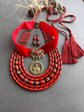 Ceramic Necklace " Svitlana " with dukach and earrings
