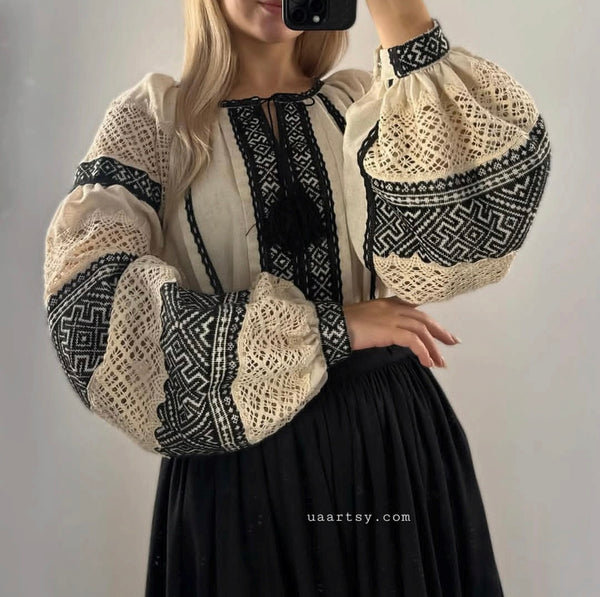 Woman HAND embroidery shirt/blouse "Marta" size L -XL