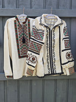 Woman & man embroidery shirts “Sofia and Danylo" with green and peach embroidery