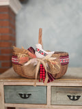 MADE TO ORDER Designer Etno Style Easter Basket “ Bird“ wood, dry flowers and organic fabric / adult