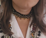 Black Beaded choker /  handmade necklace / with little bels /ukrainian traditional