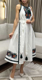 Woman embroidery linen dress “Kvitka” size M-L short sleeve