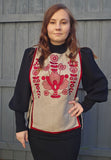 Embroidery vest with red flower
