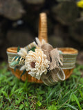 Designer Etno style Basket "Pole", dry flowers and organic fabric / adult