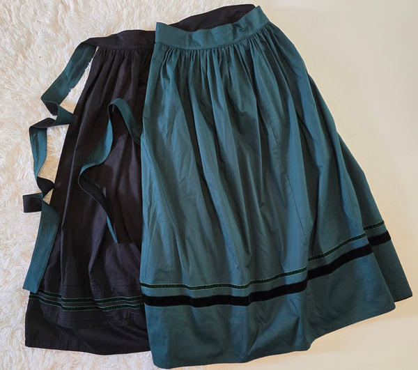 Reversable skirt "Tatiana" / one side black another side green  replica of Antiqlu skirt / Lesya Ukrainka style / M-2Xl
