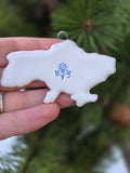 Handmade ceramic Christmas ornament / map of Ukraine