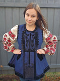 Replica of Antique Ukrainian Corset from 19th century / navy