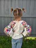 Kids linen embroidery shirt “Kvitka" for girls all sizes available