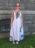 Woman embroidery linen dress “Kvitka” size M-L short sleeve