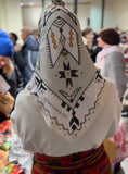 Designer Ukrainian shawl / scarf " Folklor " in grey