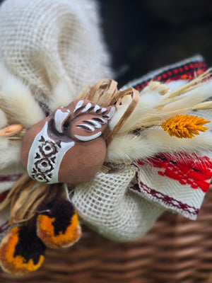 Decor for Easter Basket and SPASA “Etno style “ pottery, dry flowers and organic fabric / adult