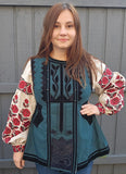 Replica of Antique Ukrainian Corset from 19th century / green