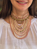Beaded choker /  handmade necklace / pink / ukrainian traditional