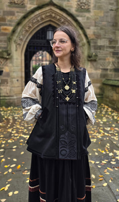 Replica of Antique Ukrainian Corset from 19th century / black