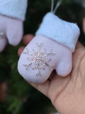Couple Christmas hand embroidery ornaments “Mittens” beige