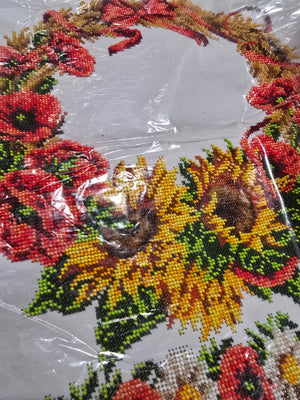 Hand Embroidery Beads Easter Basket  Cover “Sunflower”